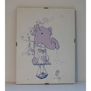 Rare Arlyn Pillay Art Print 8 /350 Elephant Girl Signed Framed 8.5in x 11in